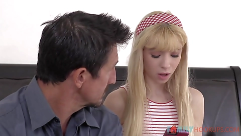 Blonde slut gets her tight pussy filled